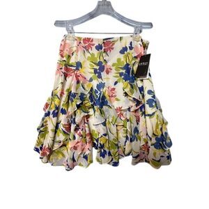 Lauren Ralph Lauren NWT $185 Floral Ruffle Trim Georgette Skirt 12
